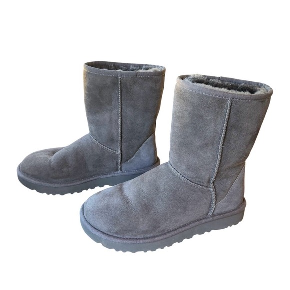 UGG Australia Classic Short II Grey Suede Sheepskin Boots Women's